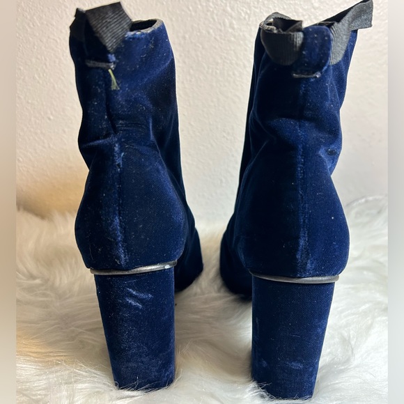 Zara Blue Velvet Zipper Ankle Boots Lace Up Heels Size 37EU /US7.5 - Picture 7 of 13